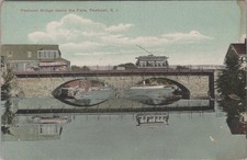 Pawtuxet Bridge Above Falls Rhode Island RI 1910s Stone Arch Trolley Postcard