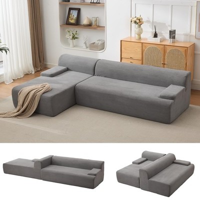 108'' Modular Sectional Sofa, Left Facing Chaise L-Shaped Boneless Couch, Ult...