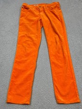 AG The Stevie Pants Women's 32R Orange Wale Corduroy Slim Straight USA Made