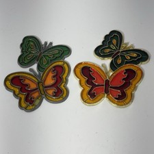 Vintage Stained Glass Butterfly Suncatchers Lot of 2