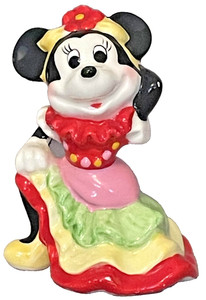 Vintage Disney Minnie Mouse Flamenco Dancer Figurine Ceramic Dress Japan