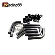 New Brand Aluminum Intercooler Charge Pipe Kit +Silicones Hose Coupler+SS Clamps