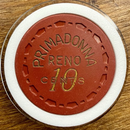 Vintage 1955 Primadonna Casino Reno Nevada .10 Cents Gaming Chip Fractional