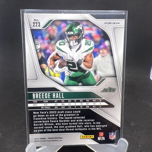 Panini Prizm Breece Hall New York Jets 2024 blanco y negro a cuadros #223 - Imagen 2 de 2