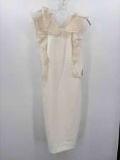 Pre-Owned Badgley Mischka Ivory Size 4 Bodycon Knee Length Sleeveless Dress