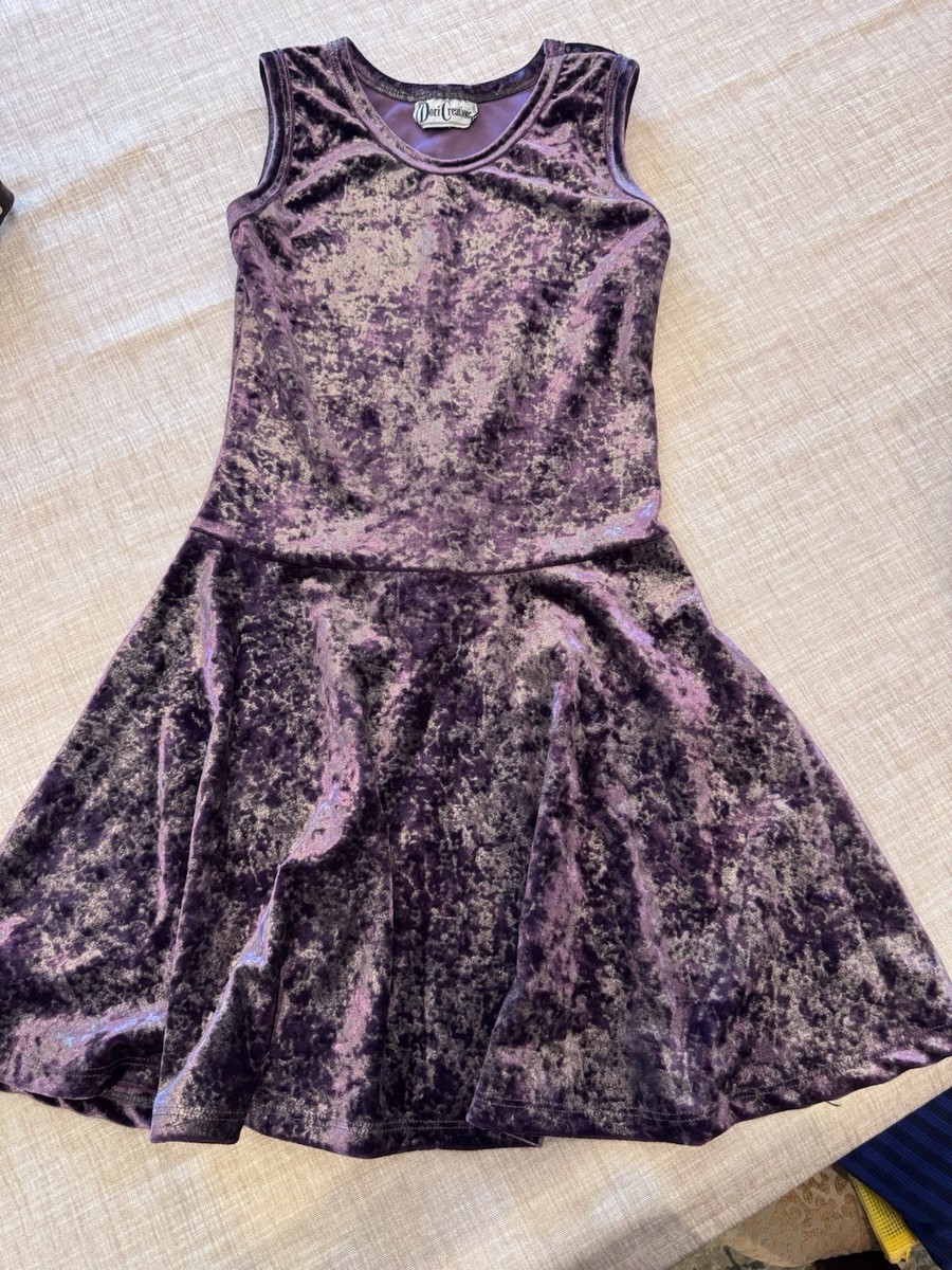 Dori Creations Girls Purple Crushed Velvet Sleeveless Skate Dress Size 7 No Tag