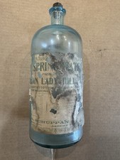 Antique Indian Lady Hill Spring Water Bottle Asbury Park NJ Large 13" Blue Glass