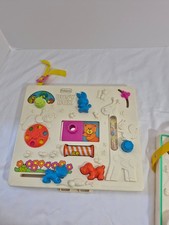 Vintage 1980 Playskool Hasbro Busy Box Baby Crib Toy Works 