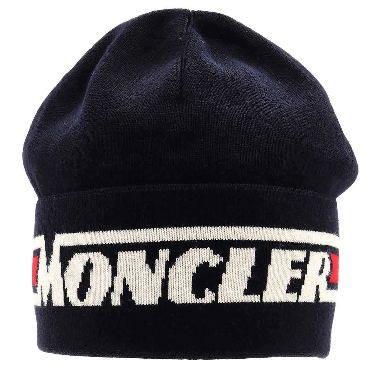 Вязаная шапочка-бини с темно-синим логотипом Moncler Размер Один размер 28490₽