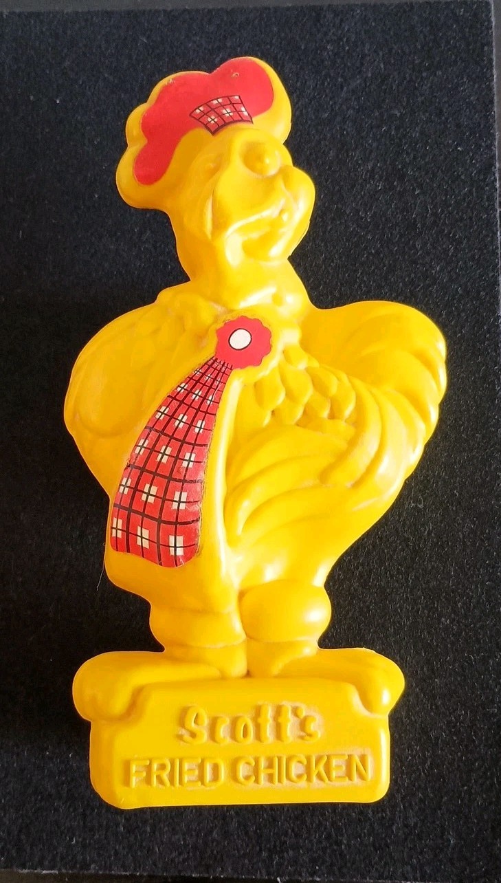 &Quot;Scott'S Fried Chicken&Quot; Blow Mold Plastic Coin Bank Rare Vintage Florida Promo