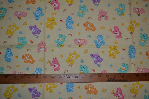 Cotton fabric, pale yellow Care Bears print, 44" x 32" - Picture 5 of 7