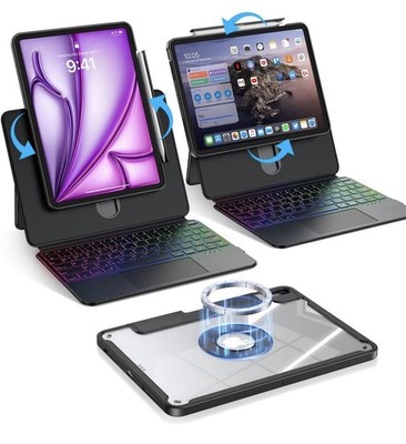 BLOSOMEET Magnetic Keyboard Case for iPad Air/Pro 11'', Trackpad, Black