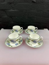 Wedgwood Blue Delphi Coffee Cups and Saucers Set of 4