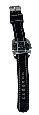 Swiss Gold Quartz Wristwatch Black Band Analog Dress Square