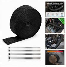 2 50ft Titanium Header Turbo Pipe Manifold Exhaust Heat Wrap Tape 10 Ties Balck