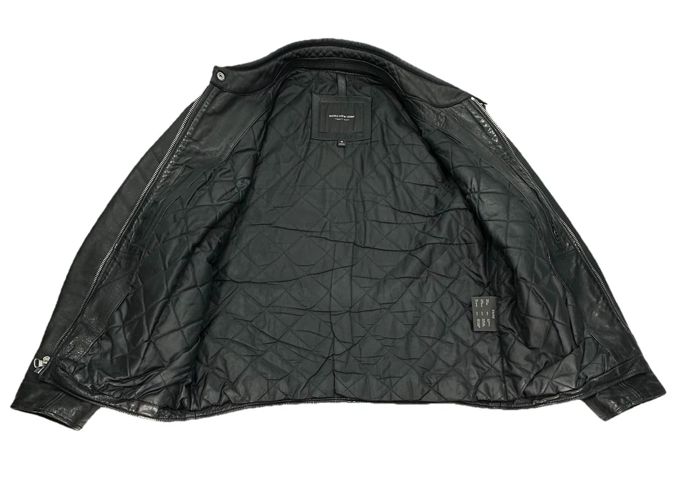 Andrew Marc New York Leather Moto Racer Biker Jacket Full Zip Men’s MED Black - Image 3 of 4