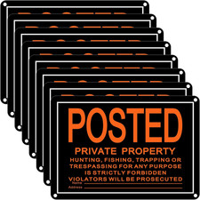 8 Pcs Posted No Trespassing Signs Private 10 X 7 Inch Metal No Hunting Sign Rus
