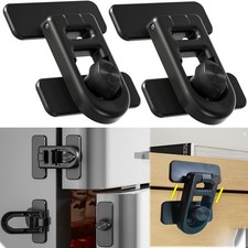 Bstsilver 2-Pack Refrigerator Lock Baby Proofing for Cabinet SMALL, Black