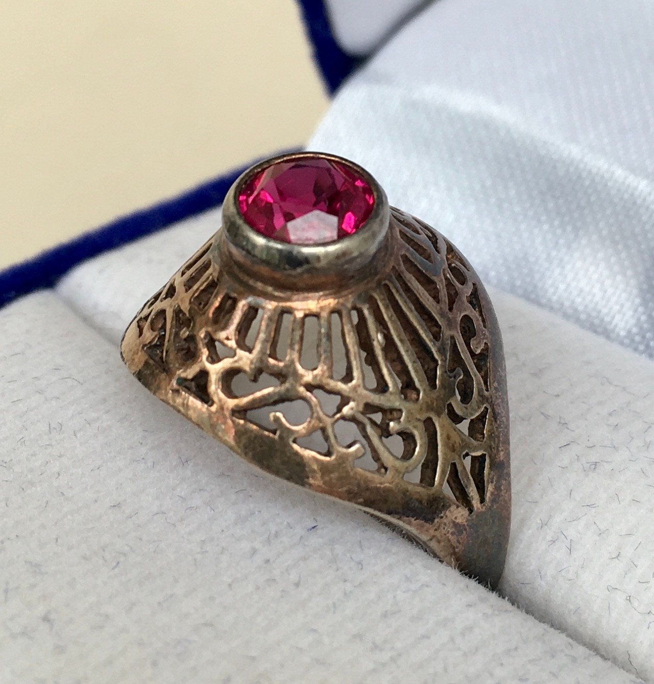Ring № 66 Vintage Soviet Red Ruby Ring Silver Rin… - image 4