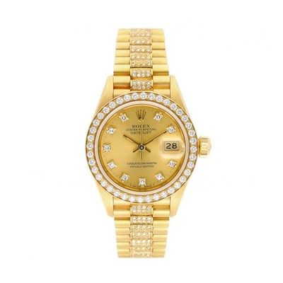 ROLEX DATEJUST 26 REF. 69138 GOLD DIAL LÜNETTE FACTORY DIAMONDS 1991 ORIGINAL...