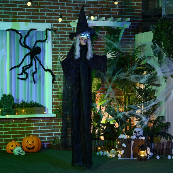 Homcom 183Cm Halloween Dekoration Halloween-Hexe Mit Led-Lichter, Soundfunktion-image