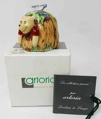 Disney Artoria Winnie Pooh Rabbit's House Limoges Trinket Box Peint Main MIB