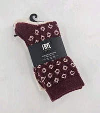 FRYE Fuzzy Boot Socks 2-pairs Women's Size 5-10 NWT Red Ivory