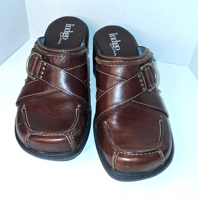 Clarks Indigo Pirouette Clogs Brown Leather Womens 5.5 M Slip On Comfort Shoes