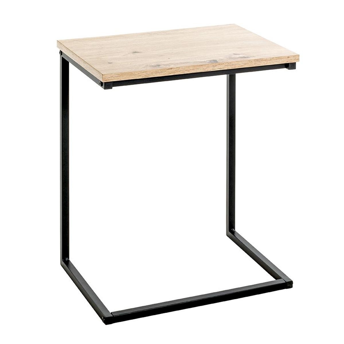 Table d'appoint Louna 50cm en bois naturel et métal noir pour salon