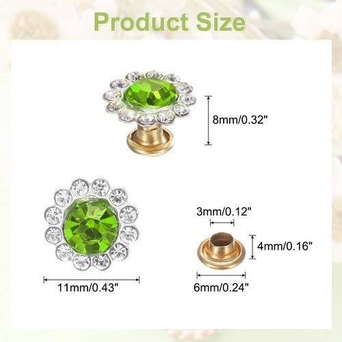 100 Set Rhinestone Rivets Studs 11mm Crystal Rivets Sun Flower Studs ...