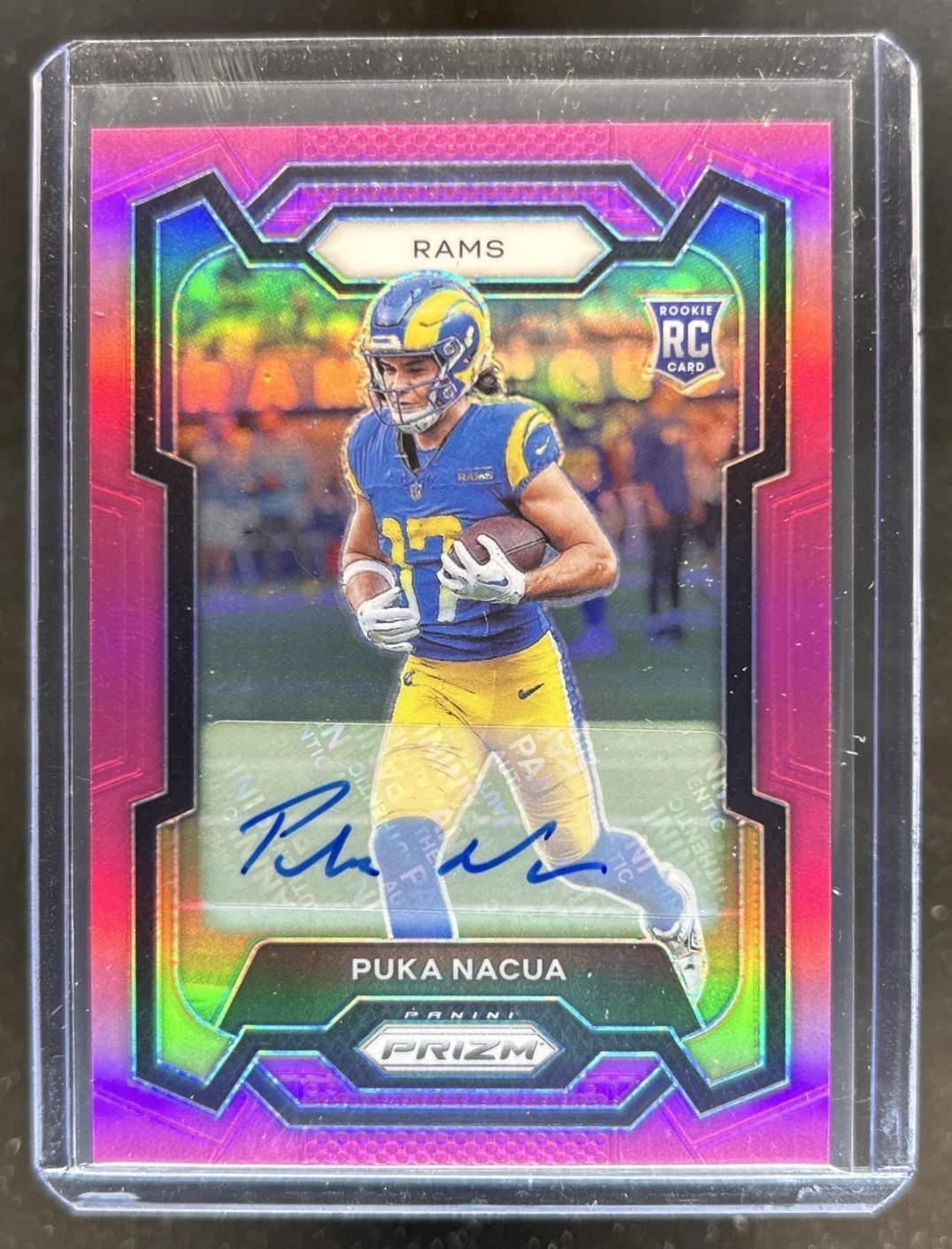 2023 Panini Prizm Puka Nacua Auto RC Pink #357 Rams Rookie