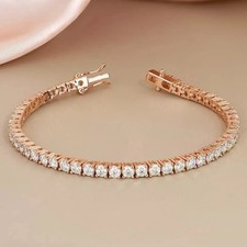 10 Ct Round Cut Simulated Diamond Women's Tennis Bracelet 14K Rose Gold Plated