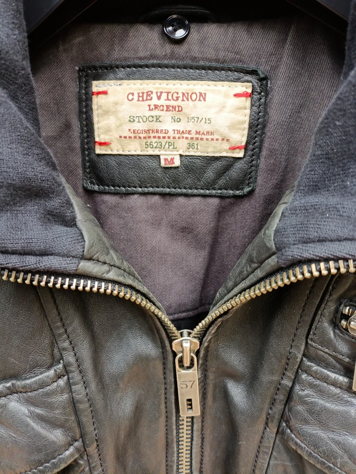 Giubbotto Pelle Chevignon Vintage  M Bomber Vera Pelle Nero  - Imagen 2 de 4