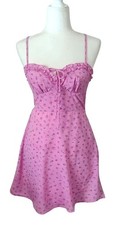 Princess Polly Women's Size 6 Pink Dress Floral Smocked Bodice Spaghetti Strap