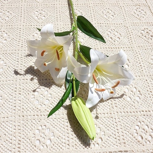 Plastica Seta Lilium Brownii Fiore 87cm Fiori Finti Decorazione Casa Ufficio - Foto 6 di 14