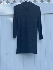 Old Navy Long-Sleeve Turtleneck Midi Sweater Shift Dress Dark Gray Size XS NWOT