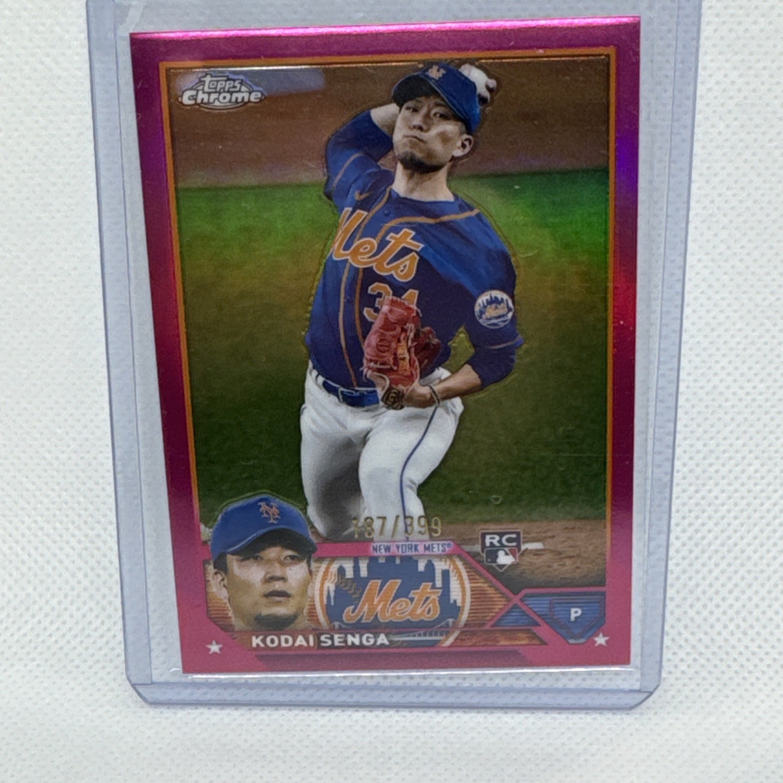 2023 Topps Chrome #217 RC Kodai Senga Magenta Refractor #/399 Rookie Card Mets