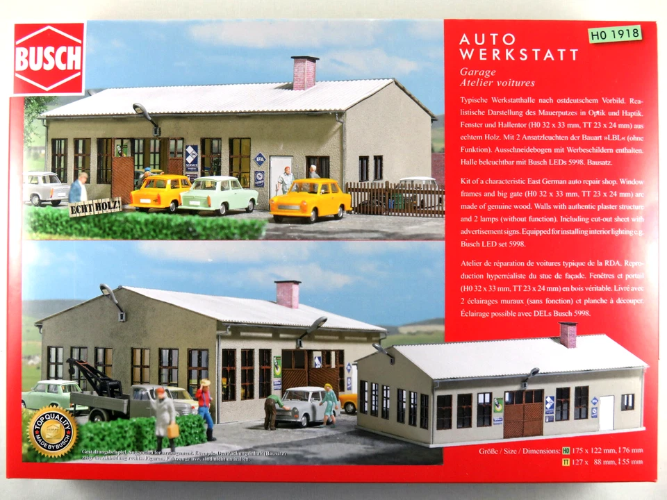 Busch 1918 Bausatz Autowerkstatt (175 x 122 mm, Höhe 76 mm) 1:87/H0 NEU/OVP