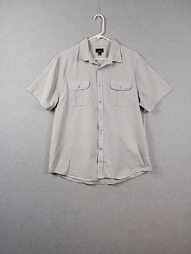 Structure Modern Fit 100% Cotton Gray Floral SS Button Up Shirt Men's Large - Picture 1 of 12
