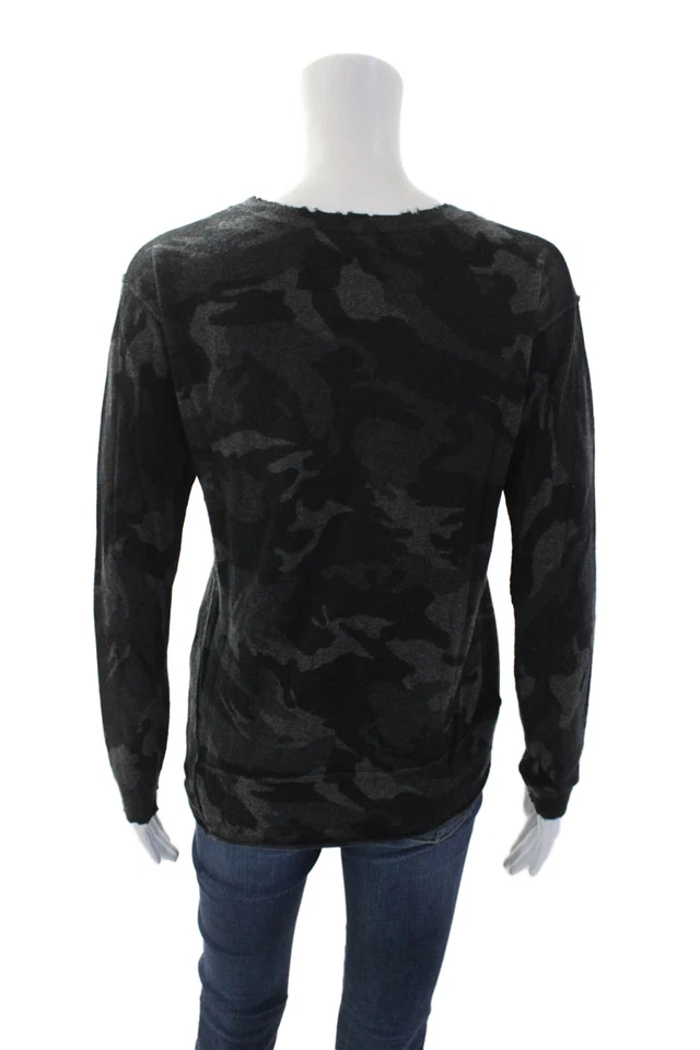 Generation Love 女式羊绒针织迷彩印花毛衣上衣黑色 XS 码 — 第 3/4 张图片