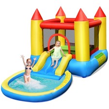 Inflatable Bounce House Kids Slide Jumping Castle Bouncer w/ balls Pool  Bag