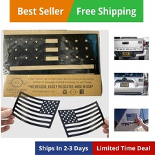 Set of 2 Black American Flag Magnetic Decal Stickers - Flag Cut-Outs for Tru...
