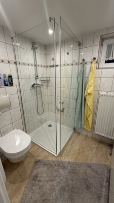 Neue Duschkabine: Bodengleich mit Pendeltür, Klarglas 8mm, 80x 80 cm