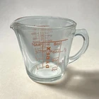 Pyrex Measuring Cup 508  1 Cup Red Lettering Closed D Handle USA Vintage - OZ ML