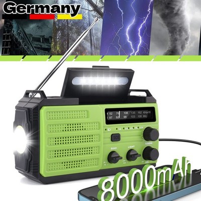 Solar Radio LED Lampe Dynamo FM/AM Notfall Kurbelradio Mit USB Handyladefunktion