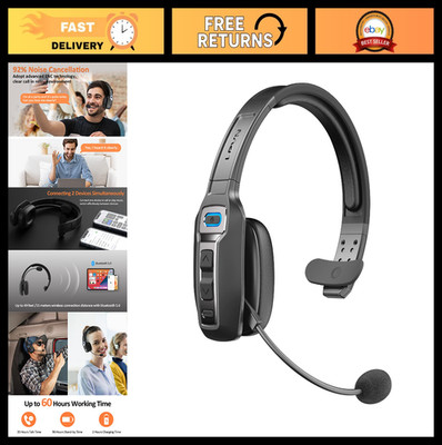Bluetooth Headset with Microphone, AI Noise Cancelling, Mute Button, 65Hrs Batte