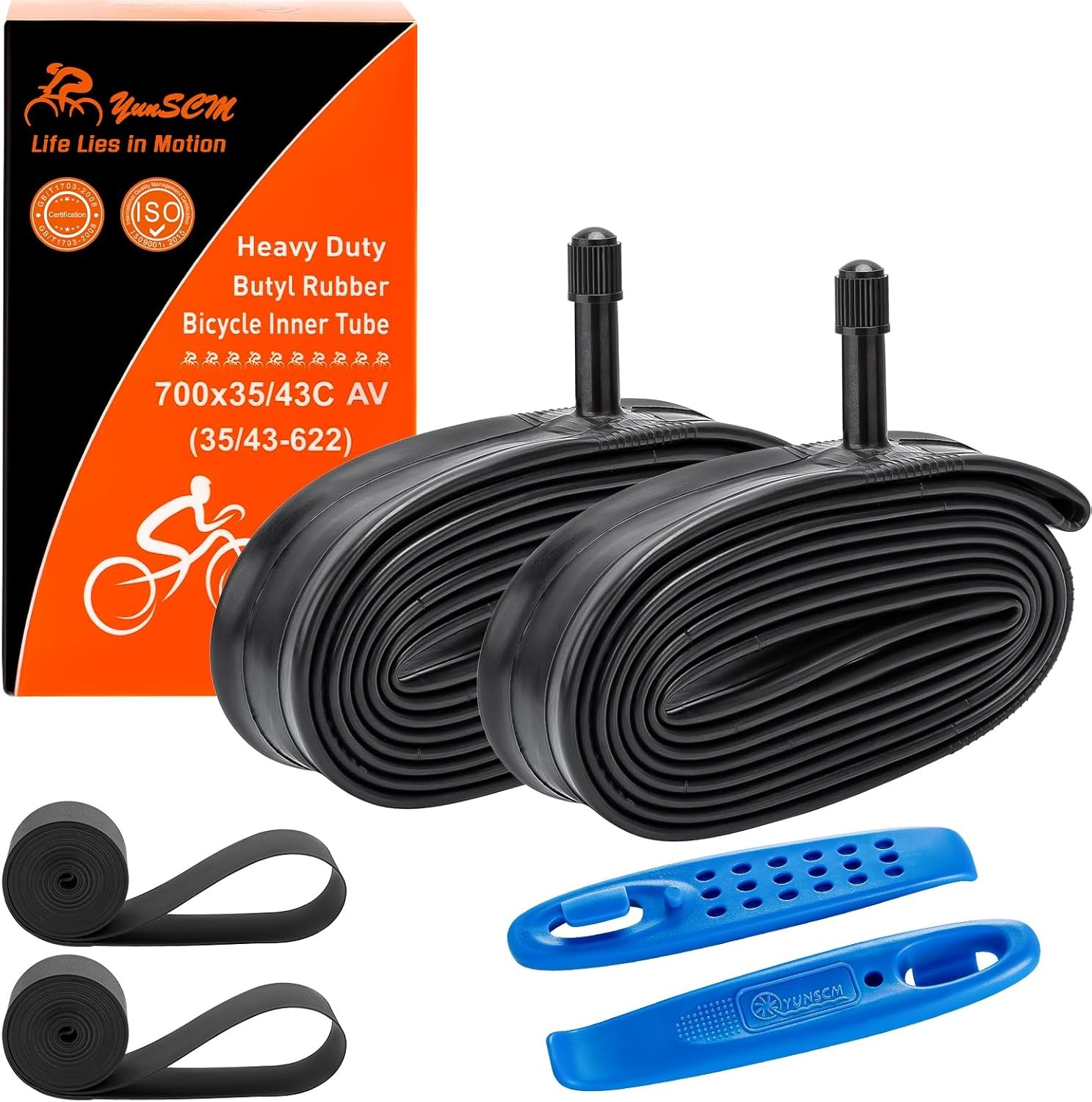 700C Heavy Duty Bike Tubes 700x35C/38C/40C/43C AV Schrader 700x35/43C, Black 