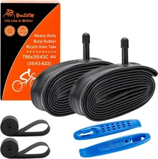 700C Heavy Duty Bike Tubes 700x35C/38C/40C/43C AV Schrader 700x35/43C, Black 