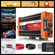 2000W Pure Sine Wave Inverter 12V DC to 120V AC, 4000W Surge Power Converter
