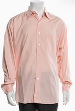Burberry London Men s L Peach/Orange Gingham Long Sleeve Shirt Made in USA